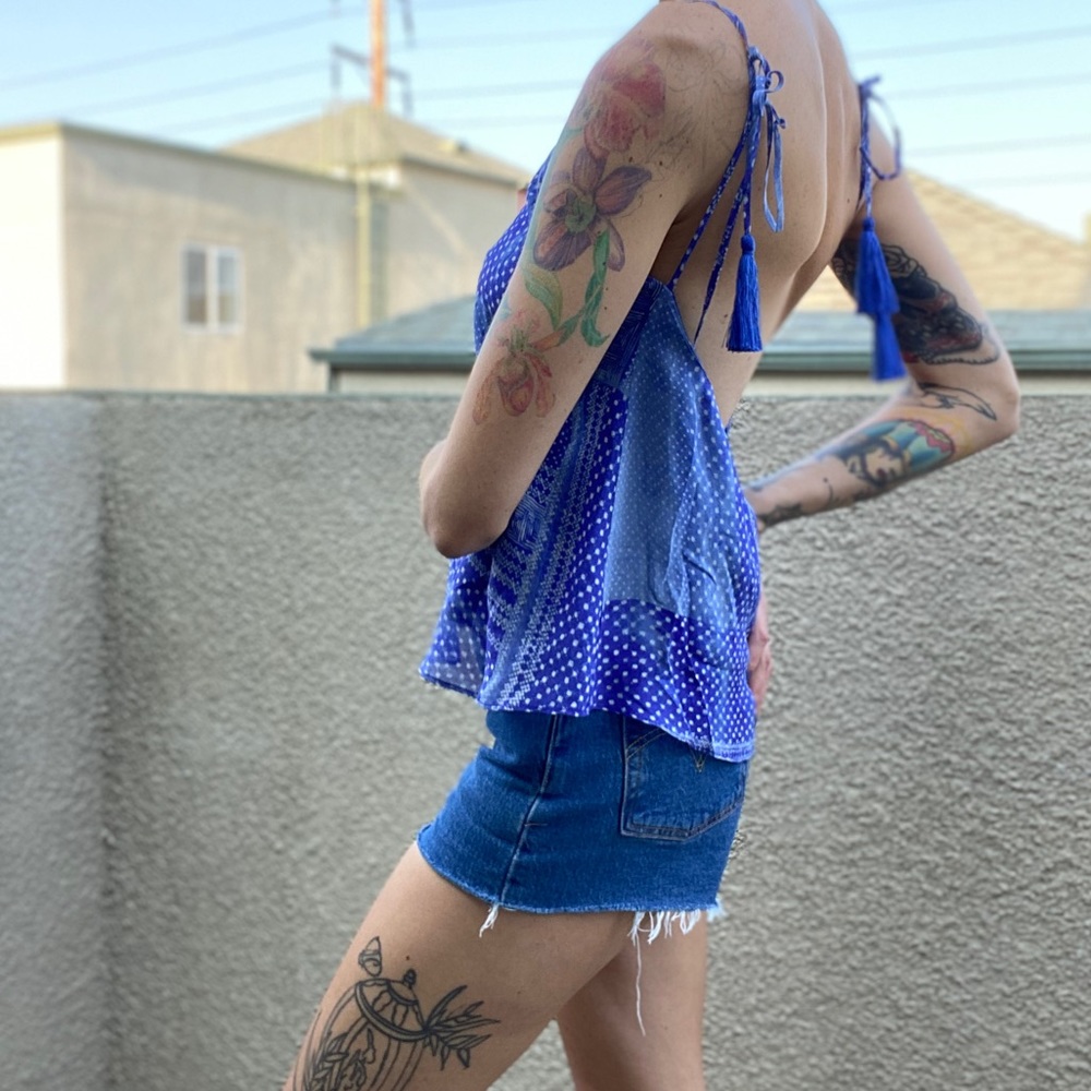 Blue pattern delicate silk top - Picture 4 of 7